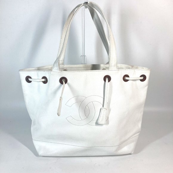 CHANEL CC Coco Mark Drawstring Handbag, Semi-Shoulder Bag, Tote Caviar Skin, ... - Picture 1 of 15